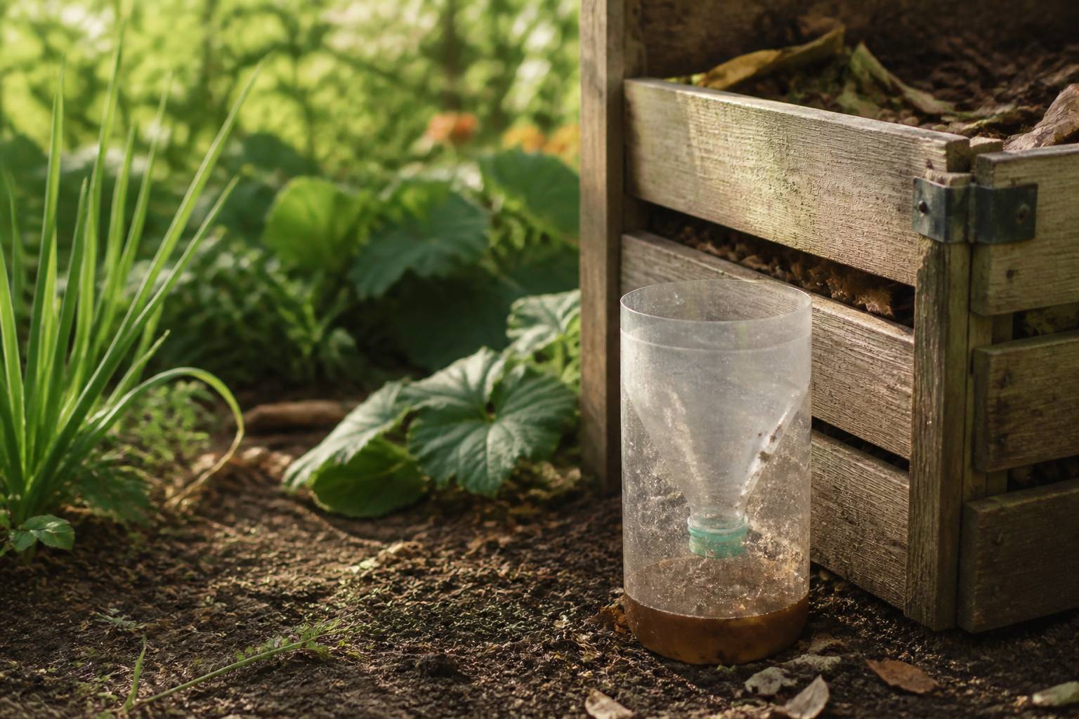 Bouteille recyclée transformée en piège à mouches